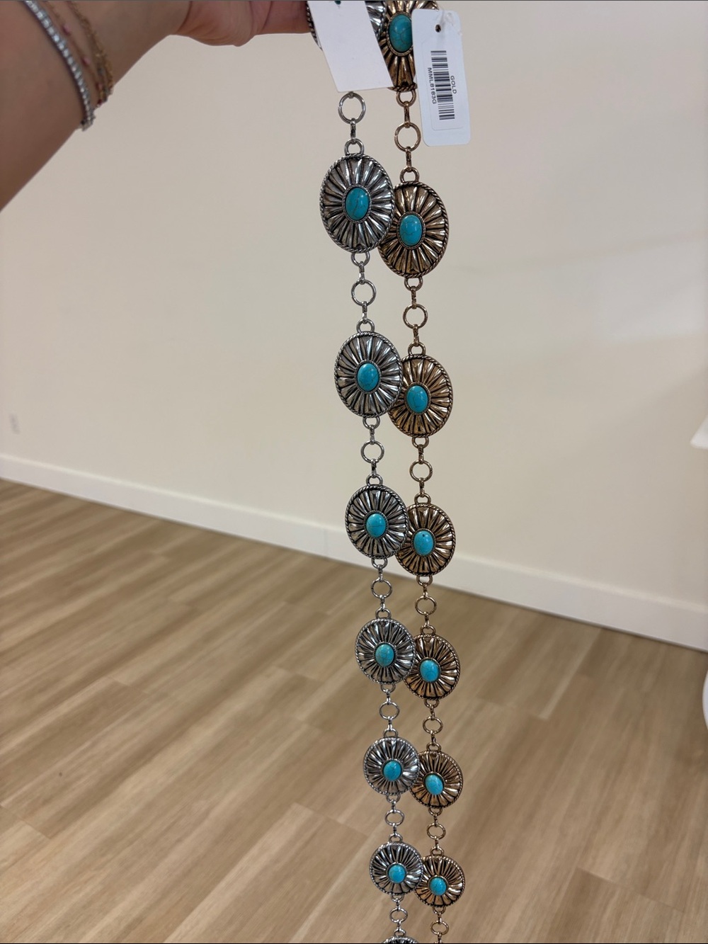 GOLD Turquoise Concho Link Belt / Necklace